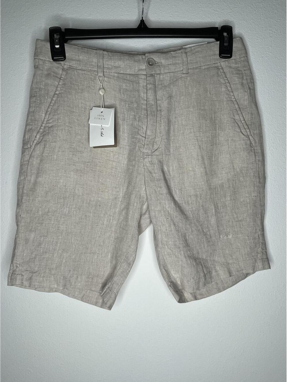 NWT Porter & Ash Men's Khaki/100% Linen Shorts Size 30